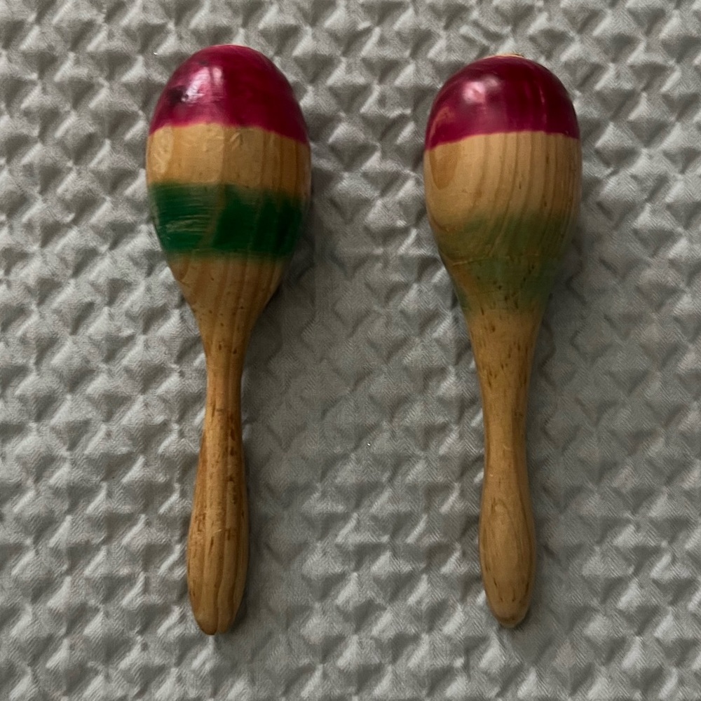 Set of 2 Small Wooden Maracas